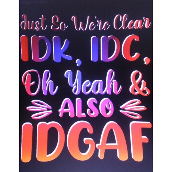 Women's Graphic SS T-Shirt Sz 2X Black "Just So We're Clear" Funny Quote NIP - Picture 2 of 4